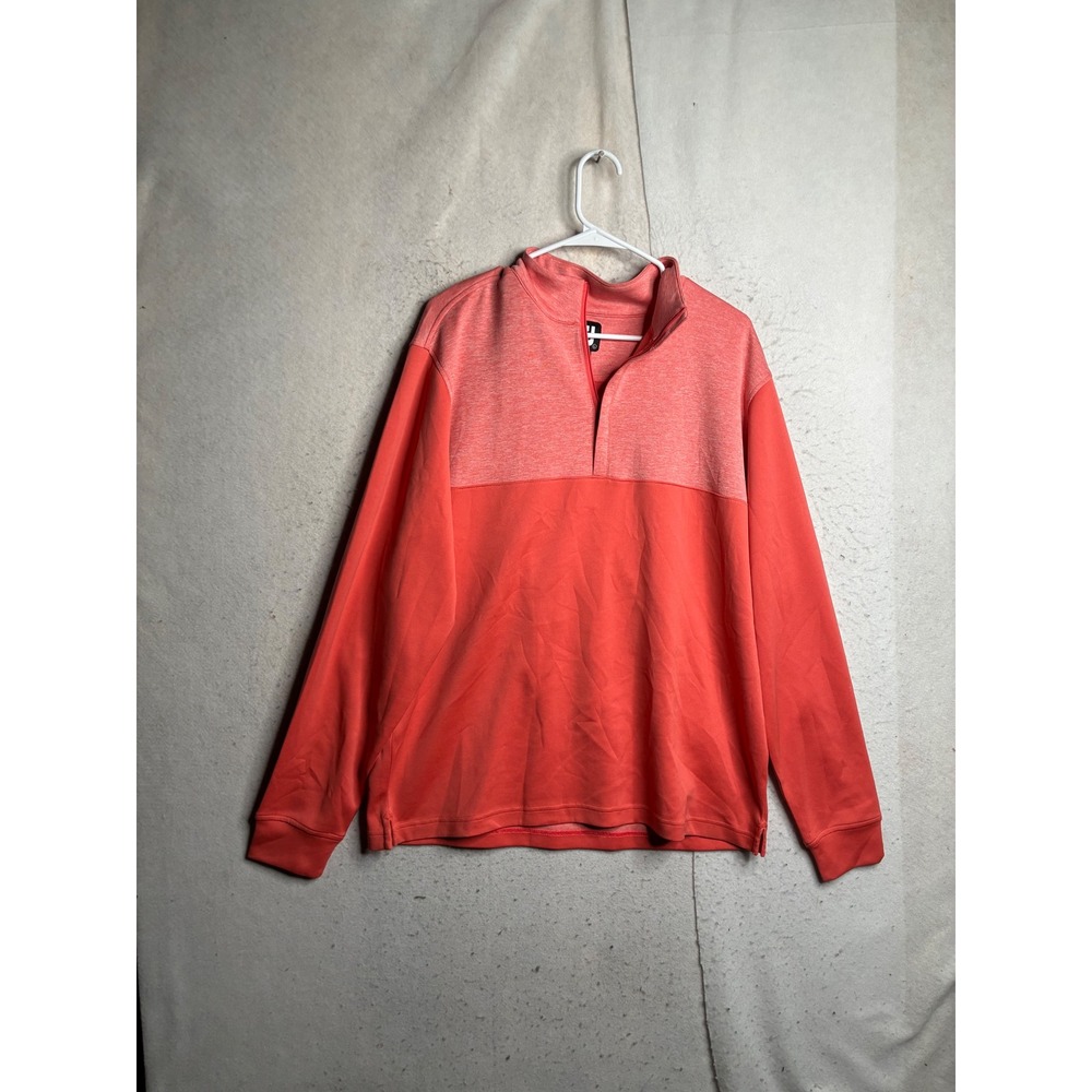 FootJoy Mens Coral Orange Quarter Zip Pullover Golf Sweater Large FJ 8115